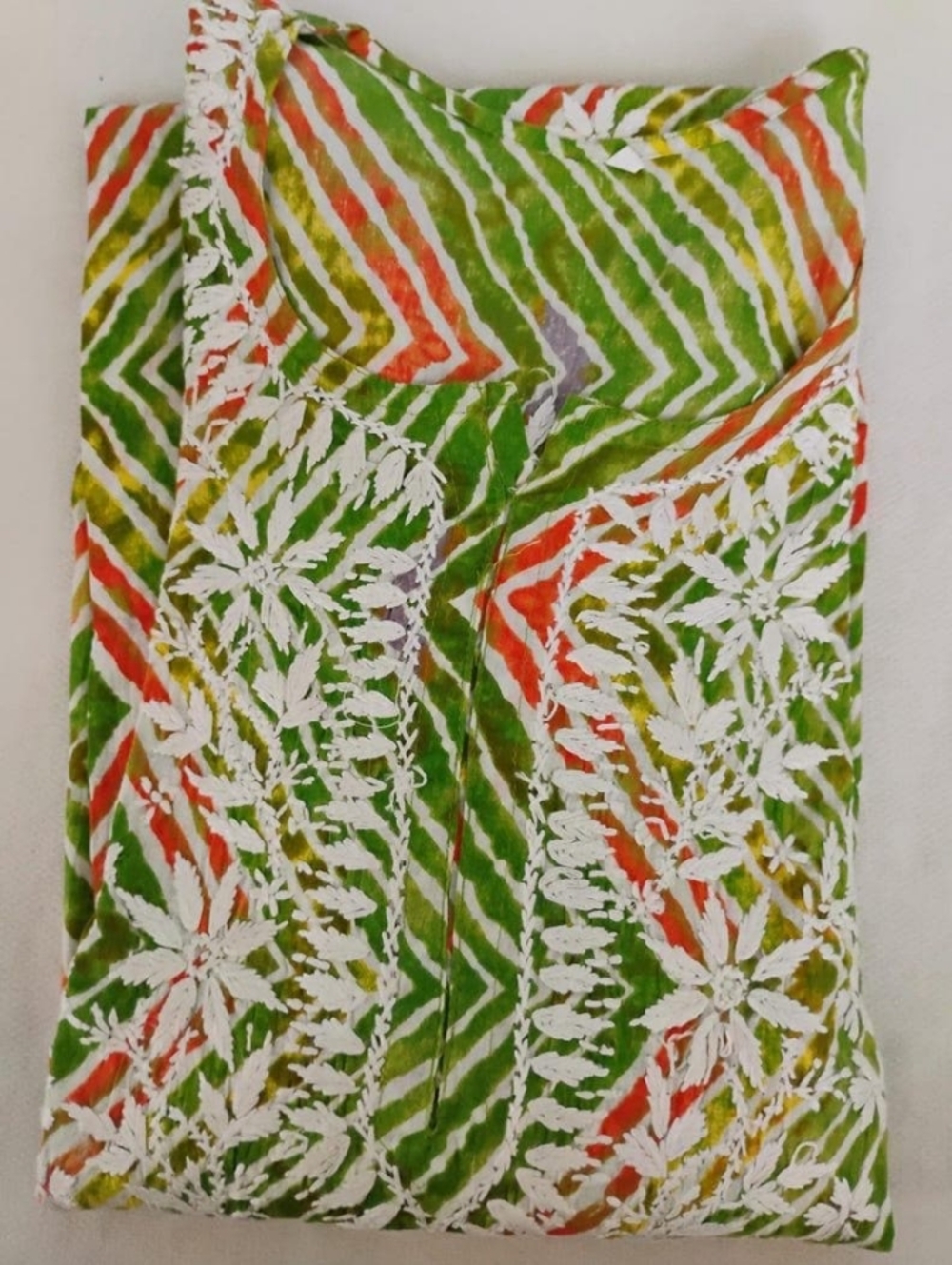 Women's Green & Orange Embroidered Tunic